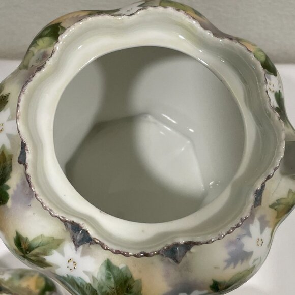 RS PRUSSIA Genuine Vintage Tea Set of 3, Ivory/Green/Gold/Rose Ivy & Floral - Picture 9 of 16